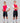 TechBoost FastSuit in raspberry and white, modeled by male and female athletes, designed for speed and comfort with aerodynamic materials and fit