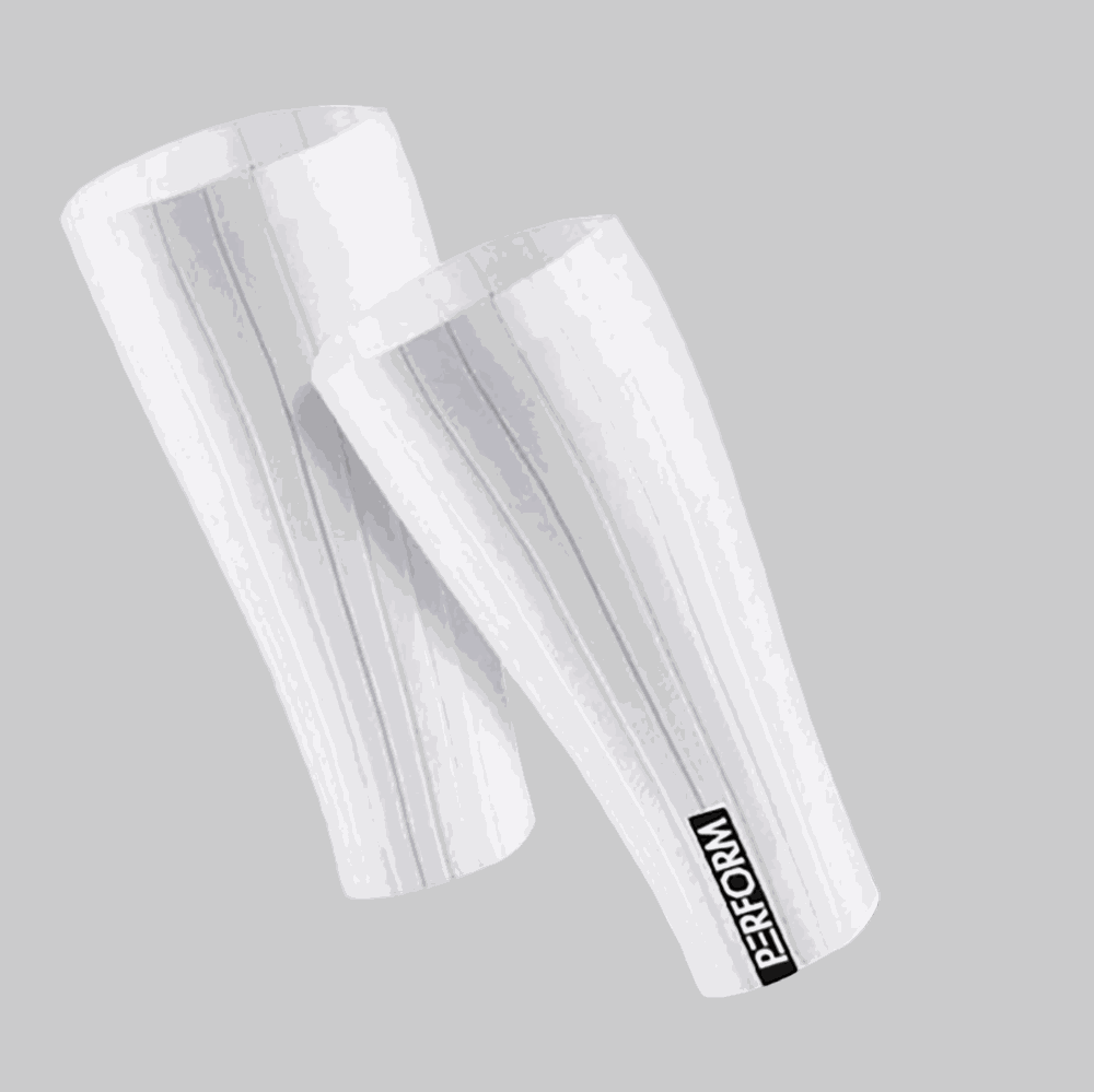 TechBoost Aero Tubes white compression sleeves for cycling and running performance enhancement