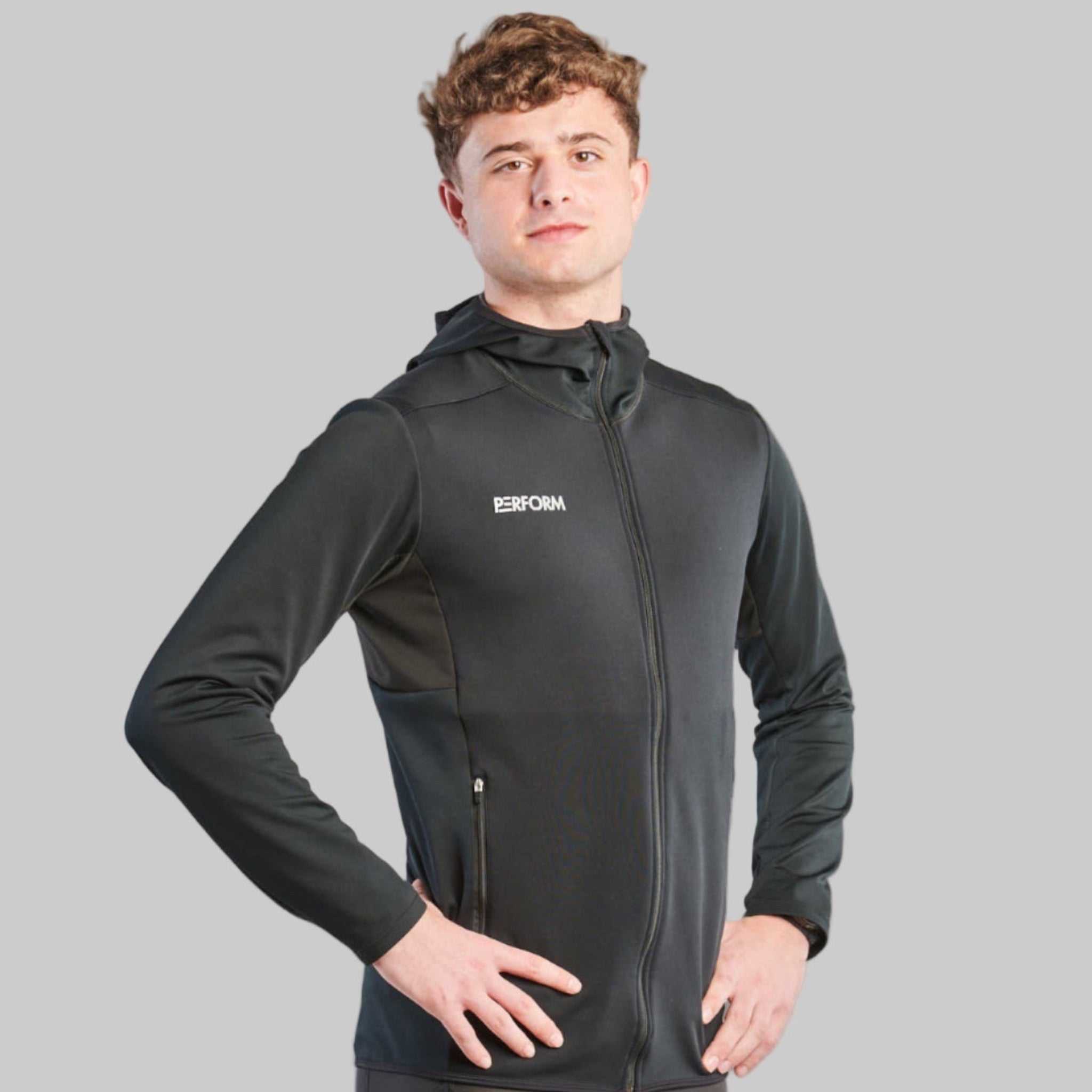 Heren soft shell jacket zwart met capuchon winddicht en waterafstotend functioneel