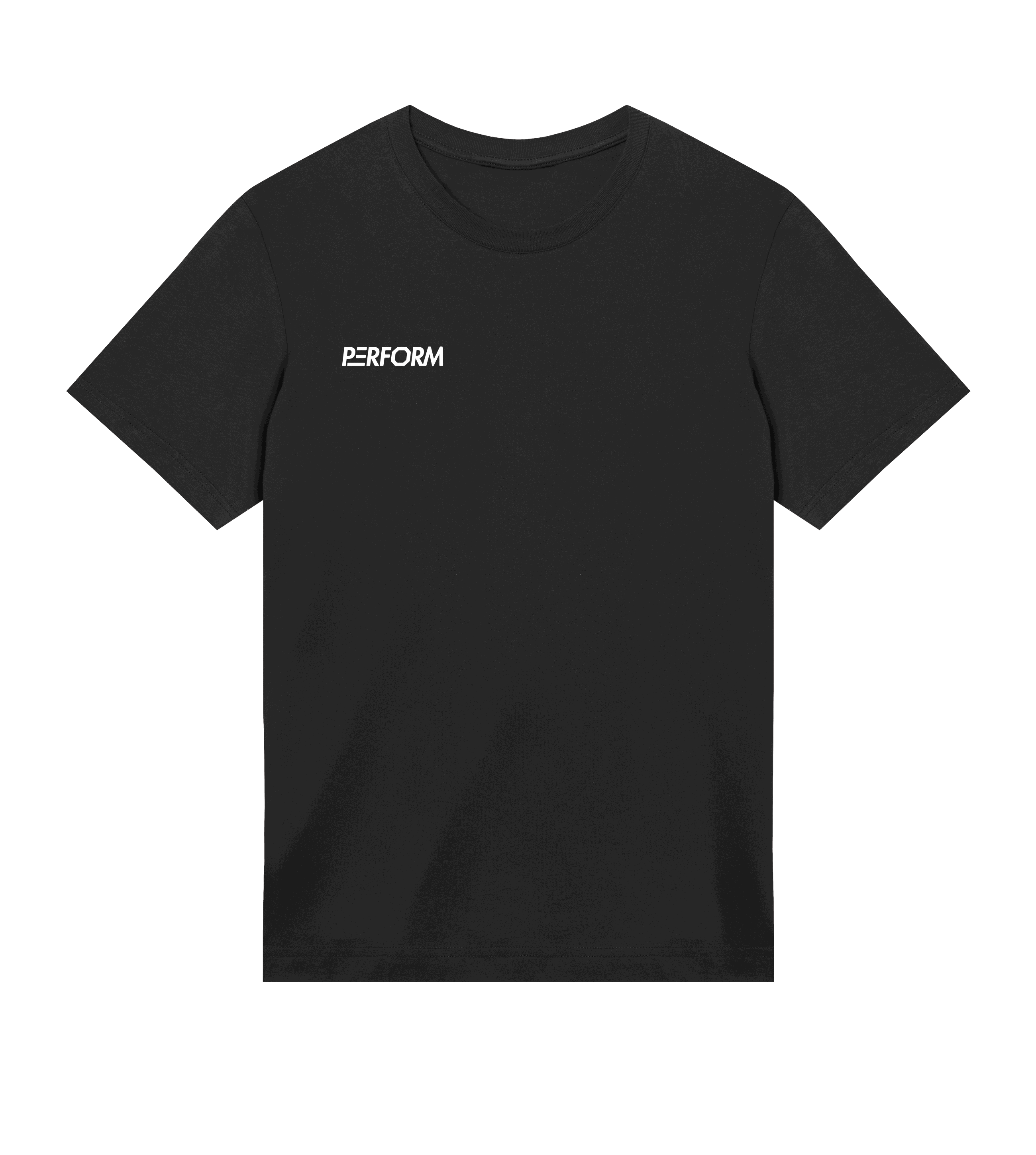 Black Off Duty T-Shirt with small Perform logo, made from 100% organic cotton, classic fit for men