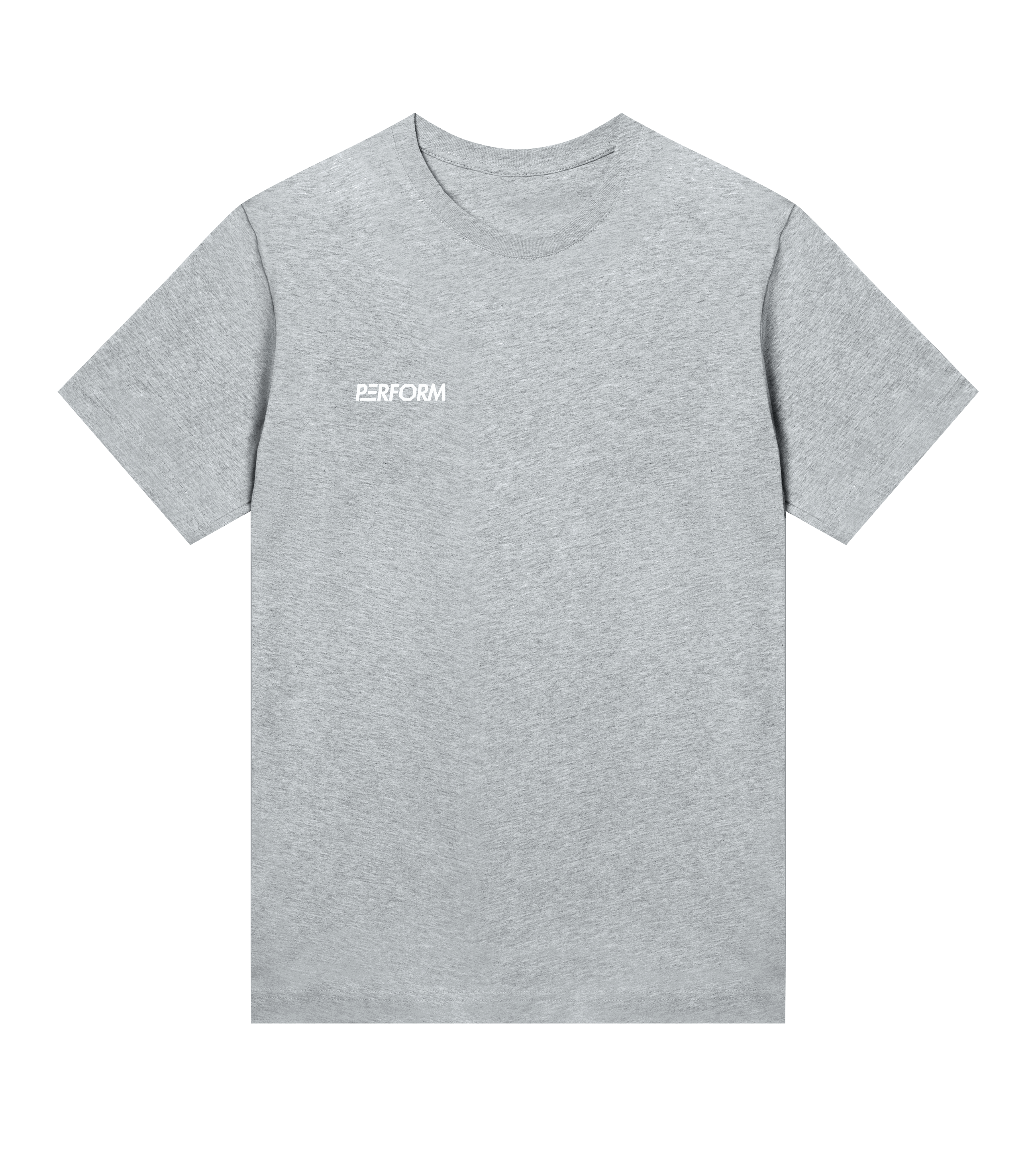Off Duty gray T-shirt with small Perform logo, 100% organic cotton, women's fit