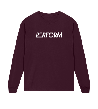 Off Duty Perform long sleeve t-shirt for men in burgundy made of 100% organic cotton with a comfortable, minimalist design
