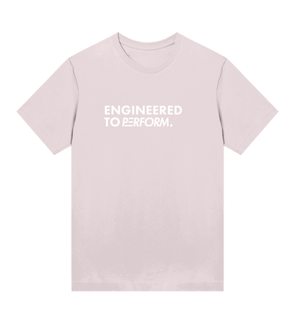 Off Duty dames T-shirt van 100% biologisch katoen met 'Engineered to Perform' print in minimalistische stijl