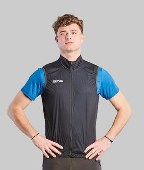 TechBoost Windbreaker zwart heren zonder mouwen ademend lichtgewicht wind- en waterbestendig sportvest