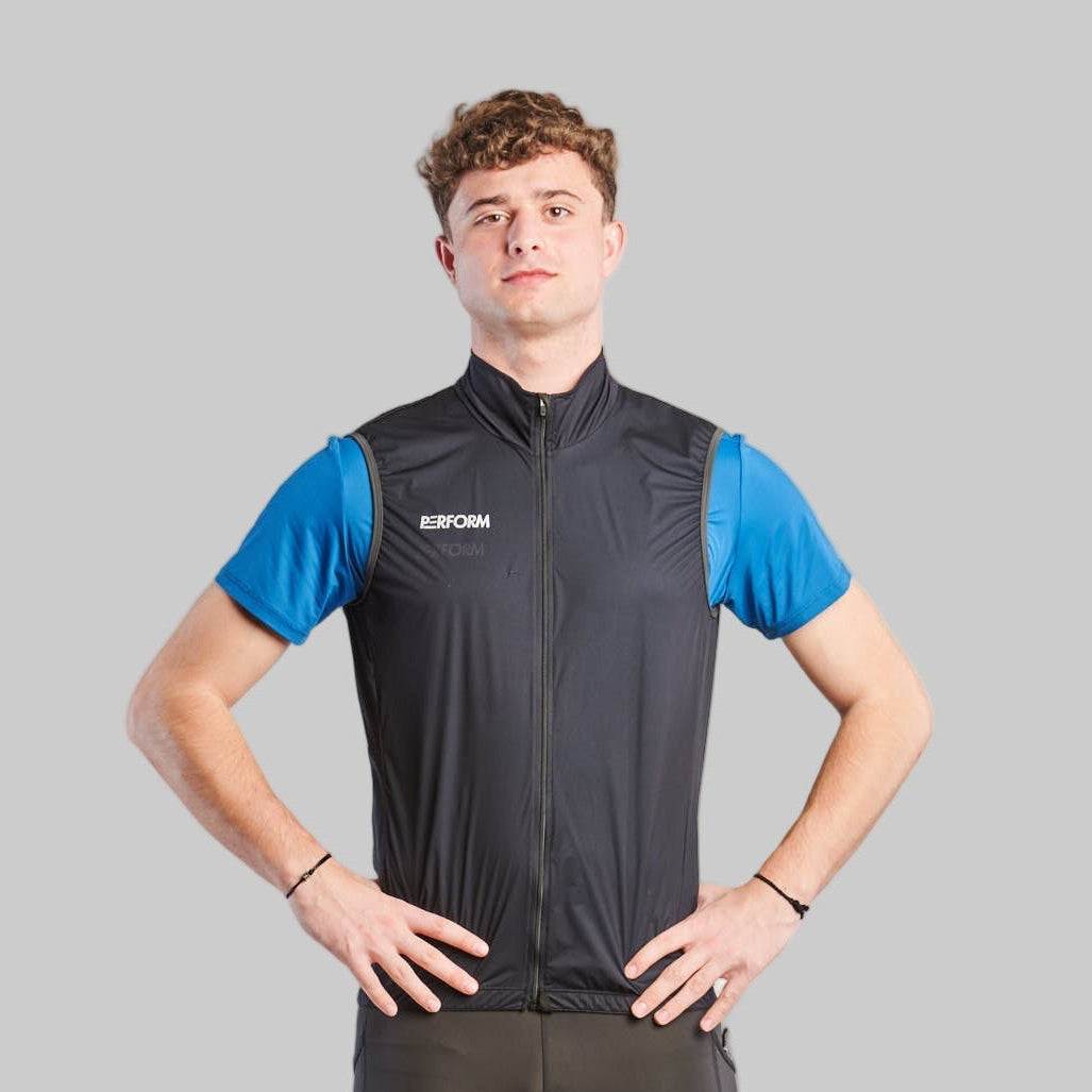 TechBoost Windbreaker zwart heren zonder mouwen ademend lichtgewicht wind- en waterbestendig sportvest