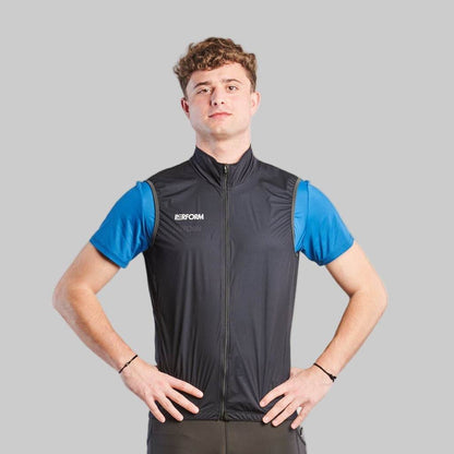 TechBoost Windbreaker zwart heren zonder mouwen ademend lichtgewicht wind- en waterbestendig sportvest
