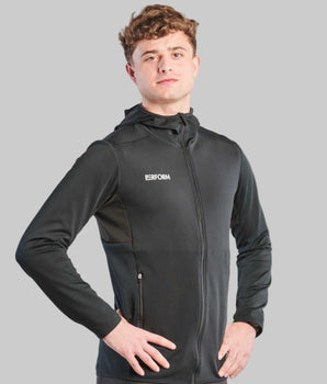 Heren soft shell jacket zwart met capuchon winddicht en waterafstotend functioneel