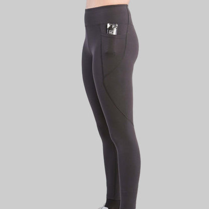 Comfort Lange Tight dameslegging met hoge taille en zijzak in stretchstof