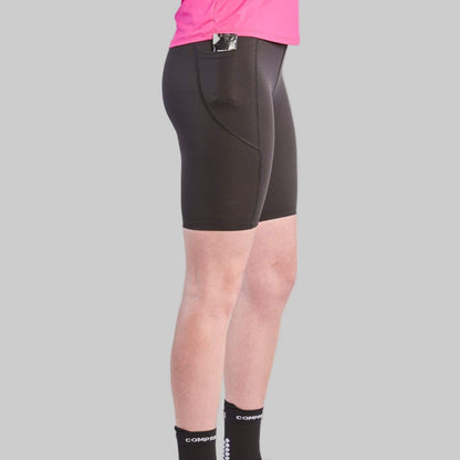 Comfort Korte Tight dames korte zwarte sporttight met hoge taille en ademende stretchstof